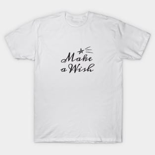 Make A Wish Black Typography T-Shirt